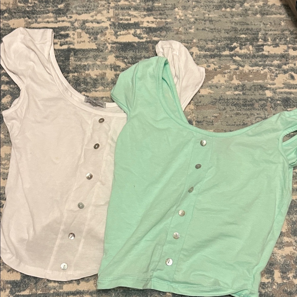 Charlotte Russe White and Mint Crop Tops